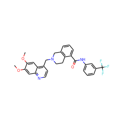 COc1cc2nccc(CN3CCc4c(cccc4C(=O)Nc4cccc(C(F)(F)F)c4)C3)c2cc1OC ZINC000040954771