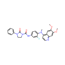 COc1cc2nccc(N(C)c3ccc(NC(=O)N4CCN(c5ccccc5)C4=O)cc3F)c2cc1OC ZINC000045299233