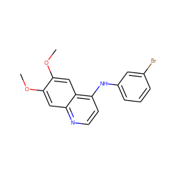 COc1cc2nccc(Nc3cccc(Br)c3)c2cc1OC ZINC000026741223