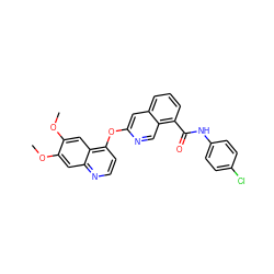 COc1cc2nccc(Oc3cc4cccc(C(=O)Nc5ccc(Cl)cc5)c4cn3)c2cc1OC ZINC000029134632