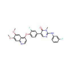 COc1cc2nccc(Oc3ccc(-c4cnc(Nc5cccc(F)c5)n(C)c4=O)cc3F)c2cc1OC ZINC000036489091