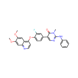 COc1cc2nccc(Oc3ccc(-c4cnc(Nc5ccccc5)n(C)c4=O)cc3F)c2cc1OC ZINC000036489093