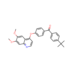 COc1cc2nccc(Oc3ccc(C(=O)c4ccc(C(C)(C)C)cc4)cc3)c2cc1OC ZINC000013859484