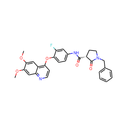 COc1cc2nccc(Oc3ccc(NC(=O)[C@@H]4CCN(Cc5ccccc5)C4=O)cc3F)c2cc1OC ZINC000084654115