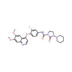 COc1cc2nccc(Oc3ccc(NC(=O)N4CCN(N5CCCCC5)C4=O)cc3F)c2cc1OC ZINC000045299981