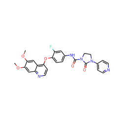 COc1cc2nccc(Oc3ccc(NC(=O)N4CCN(c5ccncc5)C4=O)cc3F)c2cc1OC ZINC000045284516