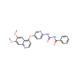 COc1cc2nccc(Oc3ccc(NC(=O)NC(=O)c4ccccc4)nc3)c2cc1OC ZINC000040900334