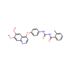 COc1cc2nccc(Oc3ccc(NC(=O)NC(=O)c4ccccc4C)cc3)c2cc1OC ZINC000028572168