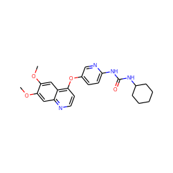 COc1cc2nccc(Oc3ccc(NC(=O)NC4CCCCC4)nc3)c2cc1OC ZINC000040392801