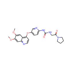 COc1cc2nccc(Oc3ccc(NC(=O)NCC(=O)N4CCCC4)nc3)c2cc1OC ZINC000035862171