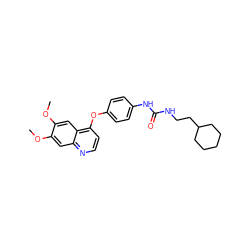 COc1cc2nccc(Oc3ccc(NC(=O)NCCC4CCCCC4)cc3)c2cc1OC ZINC000013684337