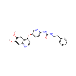 COc1cc2nccc(Oc3ccc(NC(=O)NCCc4ccccc4)nc3)c2cc1OC ZINC000035952168