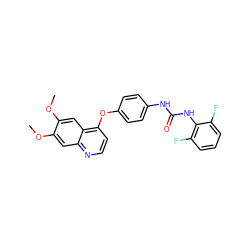 COc1cc2nccc(Oc3ccc(NC(=O)Nc4c(F)cccc4F)cc3)c2cc1OC ZINC000013610133