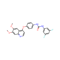 COc1cc2nccc(Oc3ccc(NC(=O)Nc4cc(F)cc(F)c4)cc3)c2cc1OC ZINC000013610141