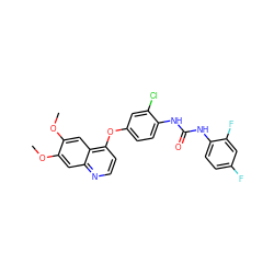 COc1cc2nccc(Oc3ccc(NC(=O)Nc4ccc(F)cc4F)c(Cl)c3)c2cc1OC ZINC000013610166