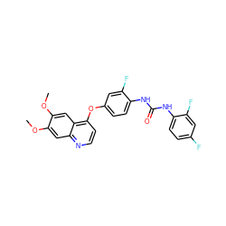 COc1cc2nccc(Oc3ccc(NC(=O)Nc4ccc(F)cc4F)c(F)c3)c2cc1OC ZINC000001490414