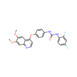 COc1cc2nccc(Oc3ccc(NC(=O)Nc4ccc(F)cc4F)cc3)c2cc1OC ZINC000013610126