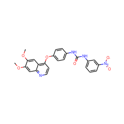 COc1cc2nccc(Oc3ccc(NC(=O)Nc4cccc([N+](=O)[O-])c4)cc3)c2cc1OC ZINC000013610099