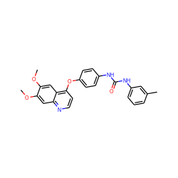 COc1cc2nccc(Oc3ccc(NC(=O)Nc4cccc(C)c4)cc3)c2cc1OC ZINC000013610090