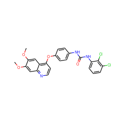 COc1cc2nccc(Oc3ccc(NC(=O)Nc4cccc(Cl)c4Cl)cc3)c2cc1OC ZINC000013610145