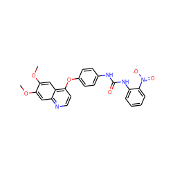 COc1cc2nccc(Oc3ccc(NC(=O)Nc4ccccc4[N+](=O)[O-])cc3)c2cc1OC ZINC000013610097