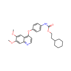 COc1cc2nccc(Oc3ccc(NC(=O)OCCC4CCCCC4)cc3)c2cc1OC ZINC000013684357