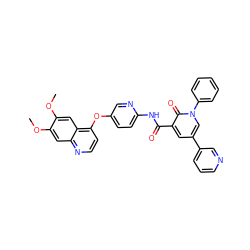 COc1cc2nccc(Oc3ccc(NC(=O)c4cc(-c5cccnc5)cn(-c5ccccc5)c4=O)nc3)c2cc1OC ZINC000049694514