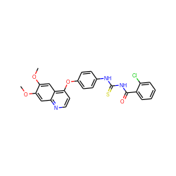 COc1cc2nccc(Oc3ccc(NC(=S)NC(=O)c4ccccc4Cl)cc3)c2cc1OC ZINC000013684372