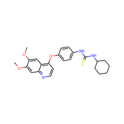 COc1cc2nccc(Oc3ccc(NC(=S)NC4CCCCC4)cc3)c2cc1OC ZINC000013684345