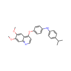 COc1cc2nccc(Oc3ccc(Nc4ccc(C(C)C)cc4)cc3)c2cc1OC ZINC000027990290