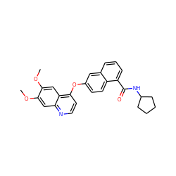 COc1cc2nccc(Oc3ccc4c(C(=O)NC5CCCC5)cccc4c3)c2cc1OC ZINC000029133916