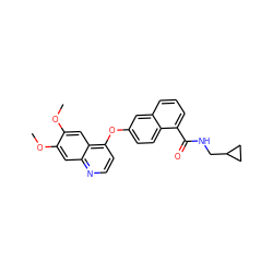 COc1cc2nccc(Oc3ccc4c(C(=O)NCC5CC5)cccc4c3)c2cc1OC ZINC000029134008