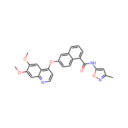 COc1cc2nccc(Oc3ccc4c(C(=O)Nc5cc(C)no5)cccc4c3)c2cc1OC ZINC000029134009