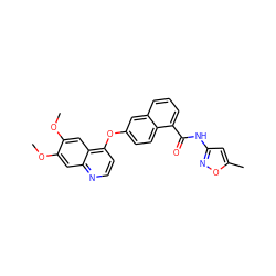 COc1cc2nccc(Oc3ccc4c(C(=O)Nc5cc(C)on5)cccc4c3)c2cc1OC ZINC000029134011