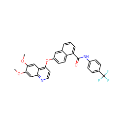 COc1cc2nccc(Oc3ccc4c(C(=O)Nc5ccc(C(F)(F)F)cc5)cccc4c3)c2cc1OC ZINC000029134233