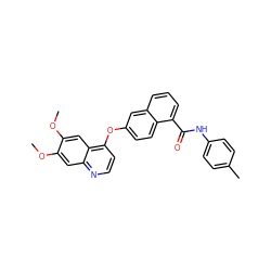 COc1cc2nccc(Oc3ccc4c(C(=O)Nc5ccc(C)cc5)cccc4c3)c2cc1OC ZINC000029134272