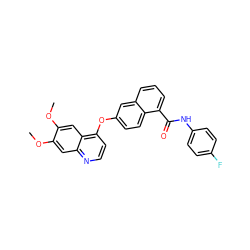 COc1cc2nccc(Oc3ccc4c(C(=O)Nc5ccc(F)cc5)cccc4c3)c2cc1OC ZINC000029134223