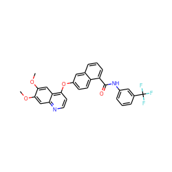 COc1cc2nccc(Oc3ccc4c(C(=O)Nc5cccc(C(F)(F)F)c5)cccc4c3)c2cc1OC ZINC000029134270