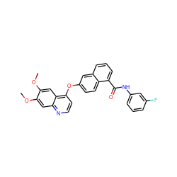 COc1cc2nccc(Oc3ccc4c(C(=O)Nc5cccc(F)c5)cccc4c3)c2cc1OC ZINC000029134310