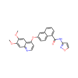 COc1cc2nccc(Oc3ccc4c(C(=O)Nc5ccon5)cccc4c3)c2cc1OC ZINC000029134049