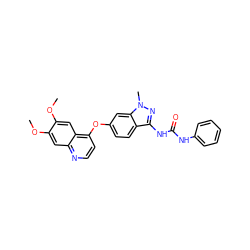 COc1cc2nccc(Oc3ccc4c(NC(=O)Nc5ccccc5)nn(C)c4c3)c2cc1OC ZINC000040980652