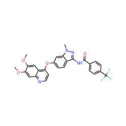 COc1cc2nccc(Oc3ccc4c(NC(=O)c5ccc(C(F)(F)F)cc5)nn(C)c4c3)c2cc1OC ZINC000044387997