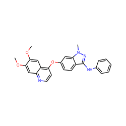 COc1cc2nccc(Oc3ccc4c(Nc5ccccc5)nn(C)c4c3)c2cc1OC ZINC000040391115