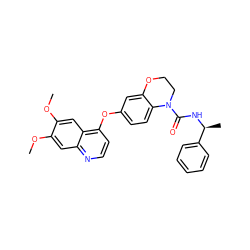 COc1cc2nccc(Oc3ccc4c(c3)OCCN4C(=O)N[C@@H](C)c3ccccc3)c2cc1OC ZINC000029134268