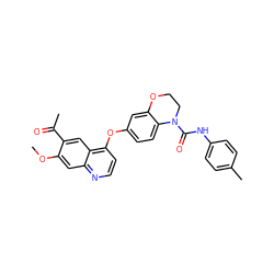 COc1cc2nccc(Oc3ccc4c(c3)OCCN4C(=O)Nc3ccc(C)cc3)c2cc1C(C)=O ZINC000064532227