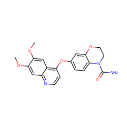 COc1cc2nccc(Oc3ccc4c(c3)OCCN4C(N)=O)c2cc1OC ZINC000029134364