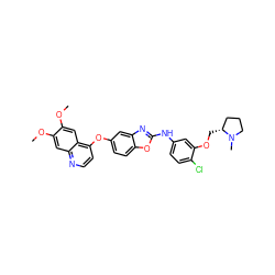 COc1cc2nccc(Oc3ccc4oc(Nc5ccc(Cl)c(OC[C@@H]6CCCN6C)c5)nc4c3)c2cc1OC ZINC000006716052