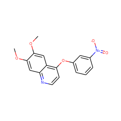 COc1cc2nccc(Oc3cccc([N+](=O)[O-])c3)c2cc1OC ZINC000013859450