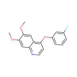 COc1cc2nccc(Oc3cccc(F)c3)c2cc1OC ZINC000013859454