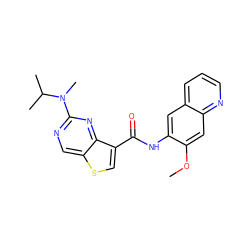 COc1cc2ncccc2cc1NC(=O)c1csc2cnc(N(C)C(C)C)nc12 ZINC000113653270